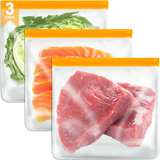 Gallon Freezer Bags Reusable Ziplock Bags Silicone Bags Reusable Food Storage Bags Large Zip Lock Bags Gallon Lunch Home Fridge Kitchen Organization Storage Meal Prep Freezer Containers Sets